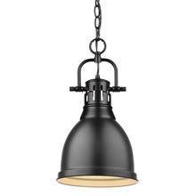  3602-S BLK-BLK - Duncan Small Pendant with Chain in Matte Black with a Matte Black Shade